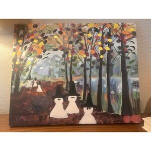 Fall Halloween ghost spooky acrylic canvas painting